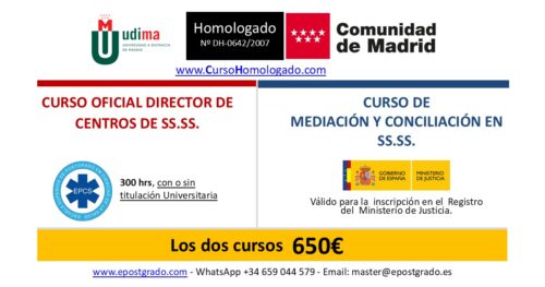 Curso Oficial de Directores de Centros de Servicios Sociales Curso de Mediación y Conciliación en Servicios Sociales
